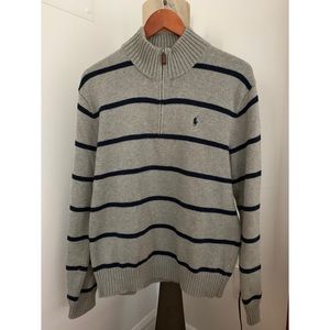 Ralph Lauren Polo Quarter-Zip Striped Sweater
